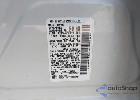 2008 Nissan Rogue Sl from USA, damaged, VIN JN8AS58T68W006683